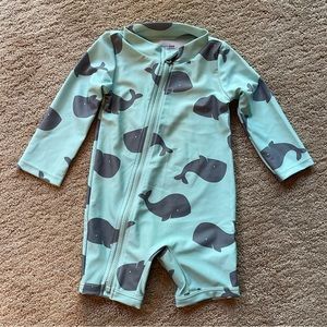 NWOT Simple Joys by Carter’s Rash Guard Swimsuit Baby Boy W/ Whales 6-9M